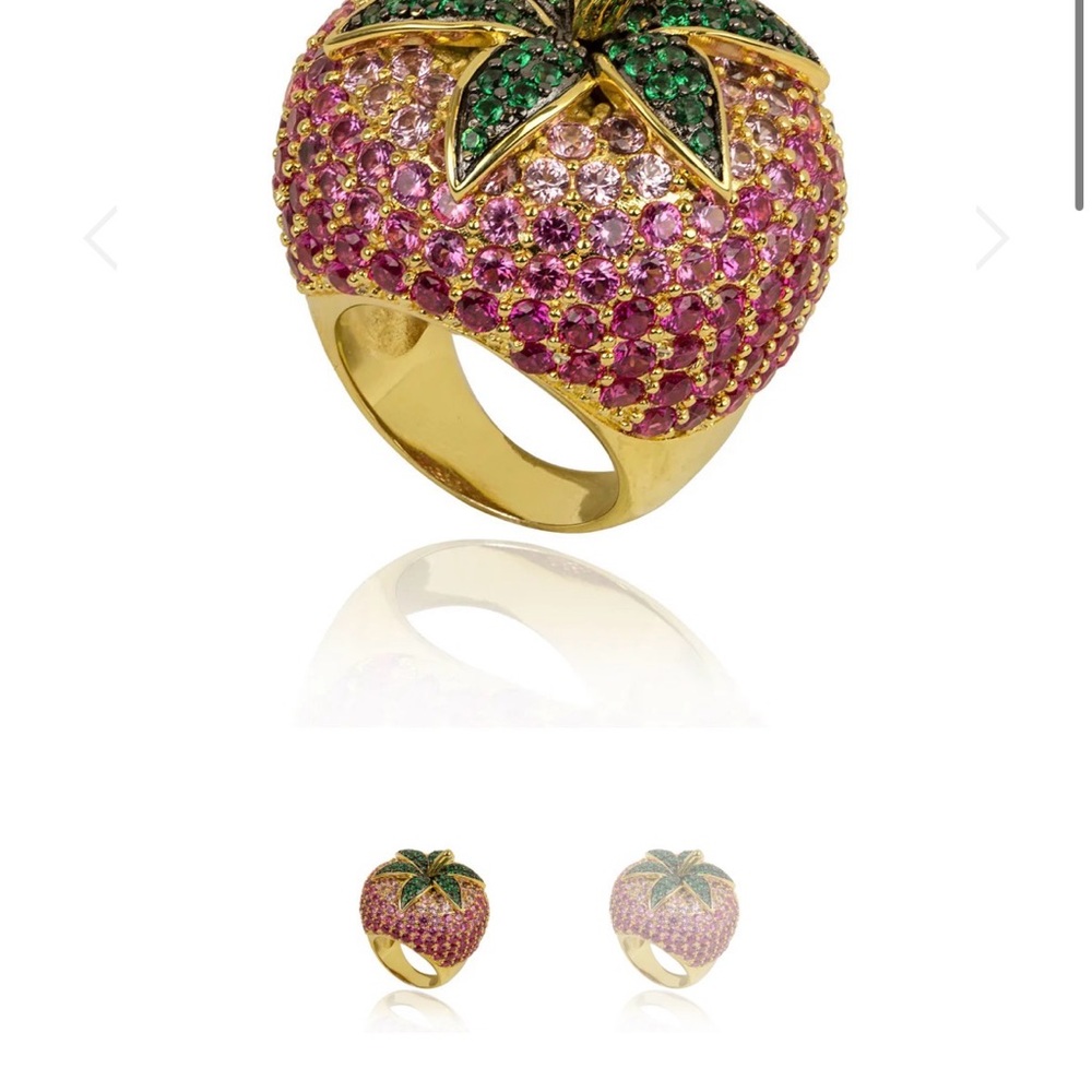 nOir Jewelry Gold and Pink Strawberry Ring
